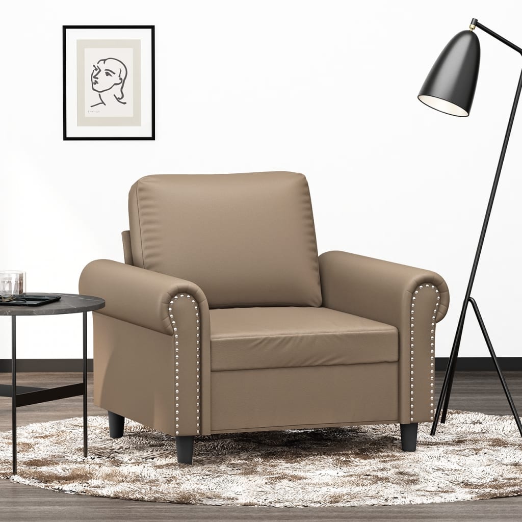 Sillón cuero sintético color capuchino 60 cm qweo1571