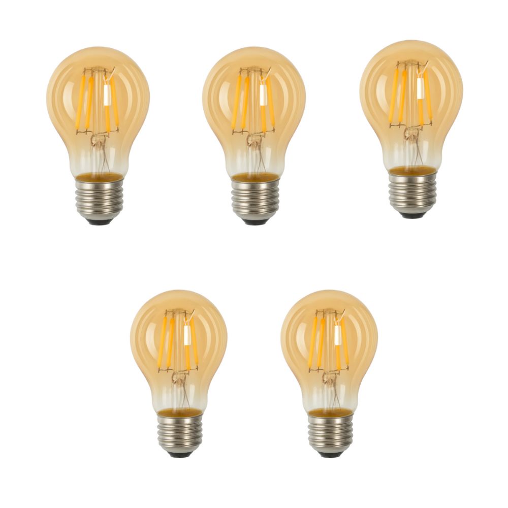 Pack x5 bombilla LED a60 E27 filamento 4w 460lm. Luz cálida 2700k