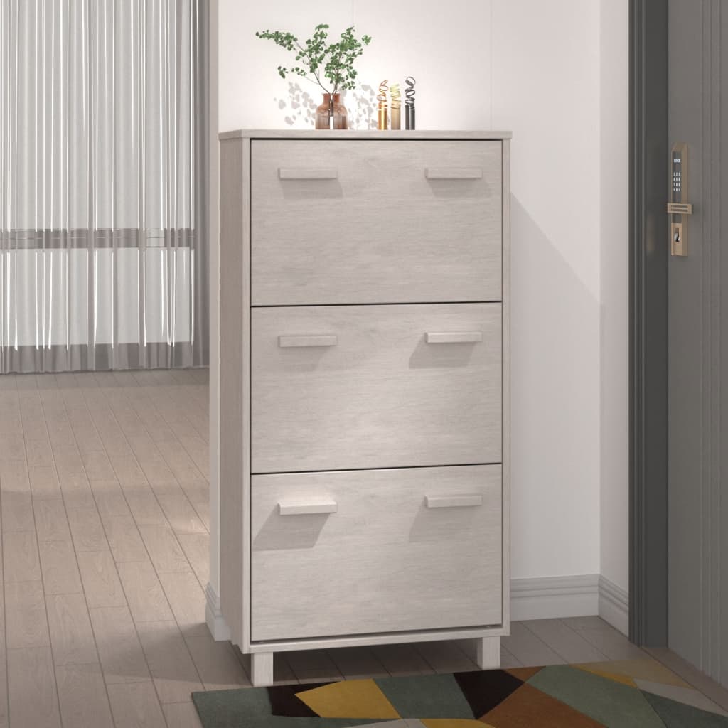 Zapatero hamar madera maciza de pino blanca 59,5x35x117 cm es8606