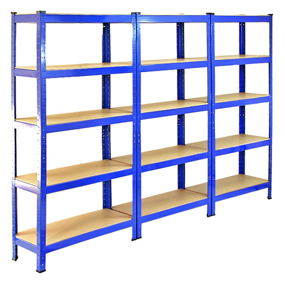 6 estanterías t-rax, azul, 75cm ancho x 30cm fondo
