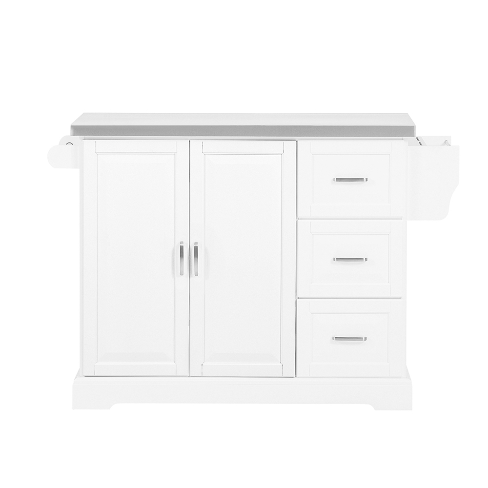 Carro de cocina con ruedas y encimera extensible 2 cajones blanco