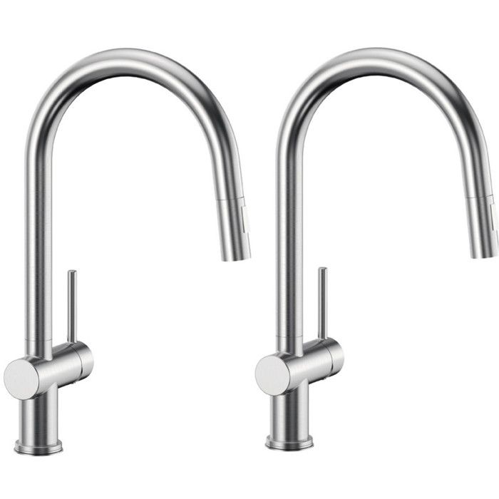 Grifo de cocina - cepillado - acero inoxidable - giratorio 360° - 2 funcion