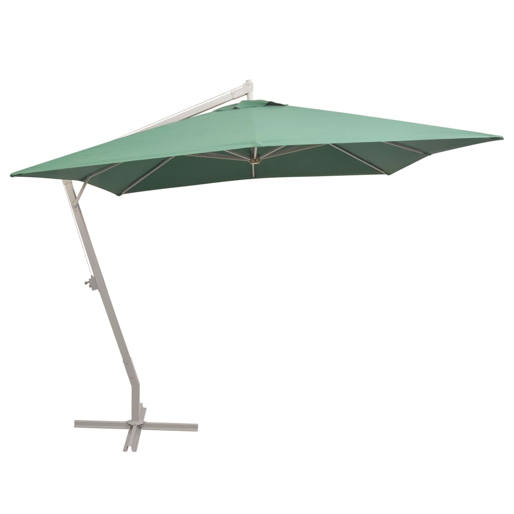 vidaXL sombrilla colgante con palo de aluminio verde 300x300 cm