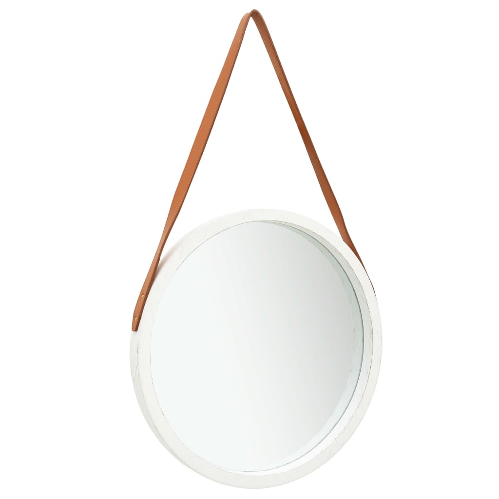 vidaXL espejo de pared con correa blanco 50 cm
