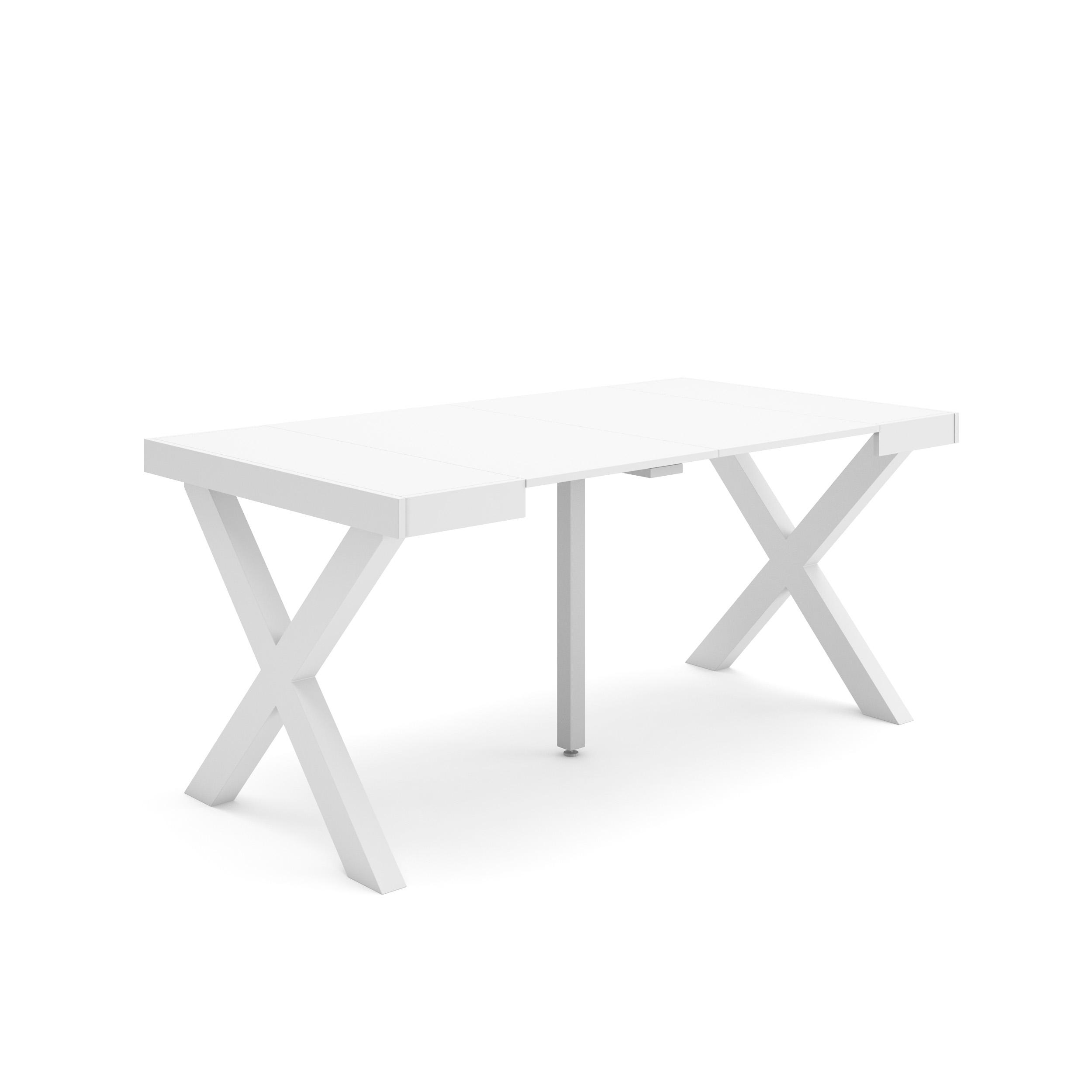 Mesa consola extensible, 160x90x73cm, blanco, patas madera maciza rf2734
