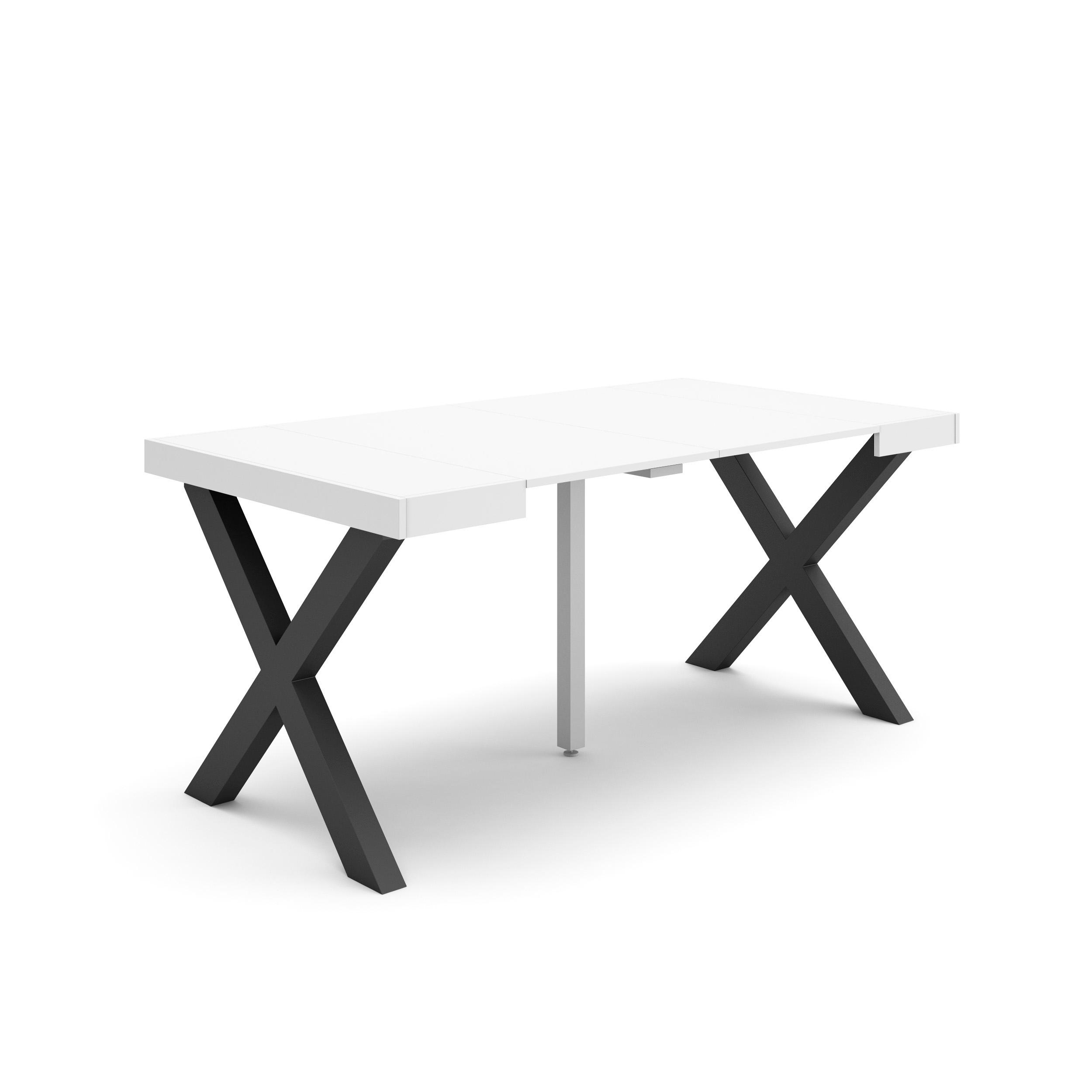 Mesa consola extensible, 160x90x73cm, blanco, patas madera maciza rf2749