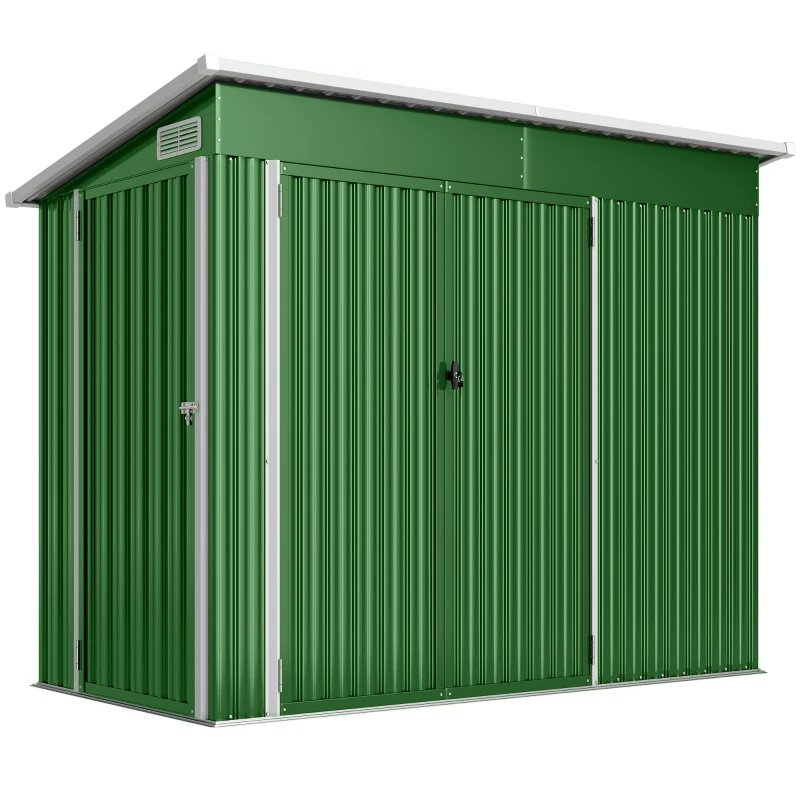 Caseta de jardín 234x132x185 cm acero galvanizado color verde Outsunny