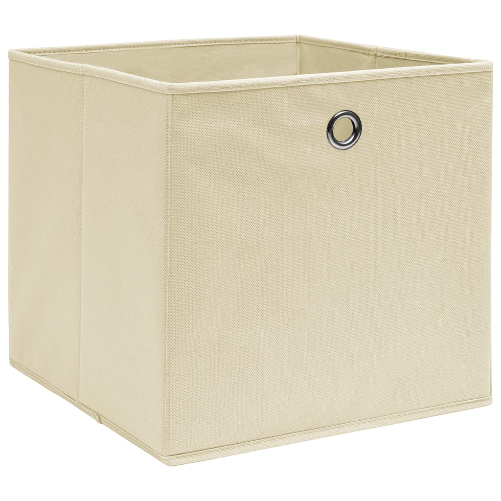 vidaXL cajas de almacenaje 10 uds tela no tejida crema 28x28x28 cm
