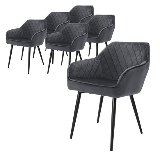 Juego 6 sillas de comedor / salón de terciopelo antracita 80 cm