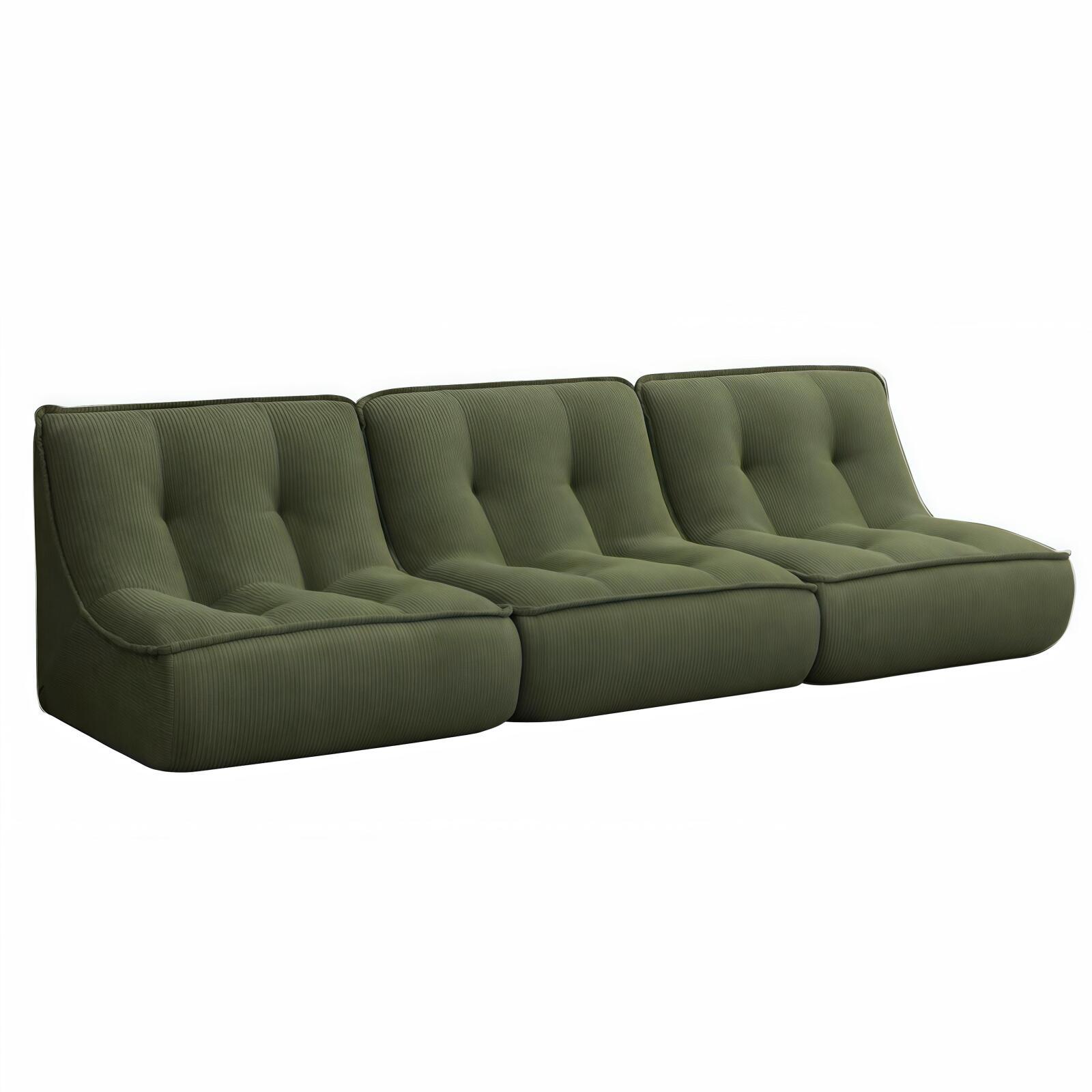 Oviala - conjunto de 3 sillones de tela 240 x 90 x 70 cm color verde