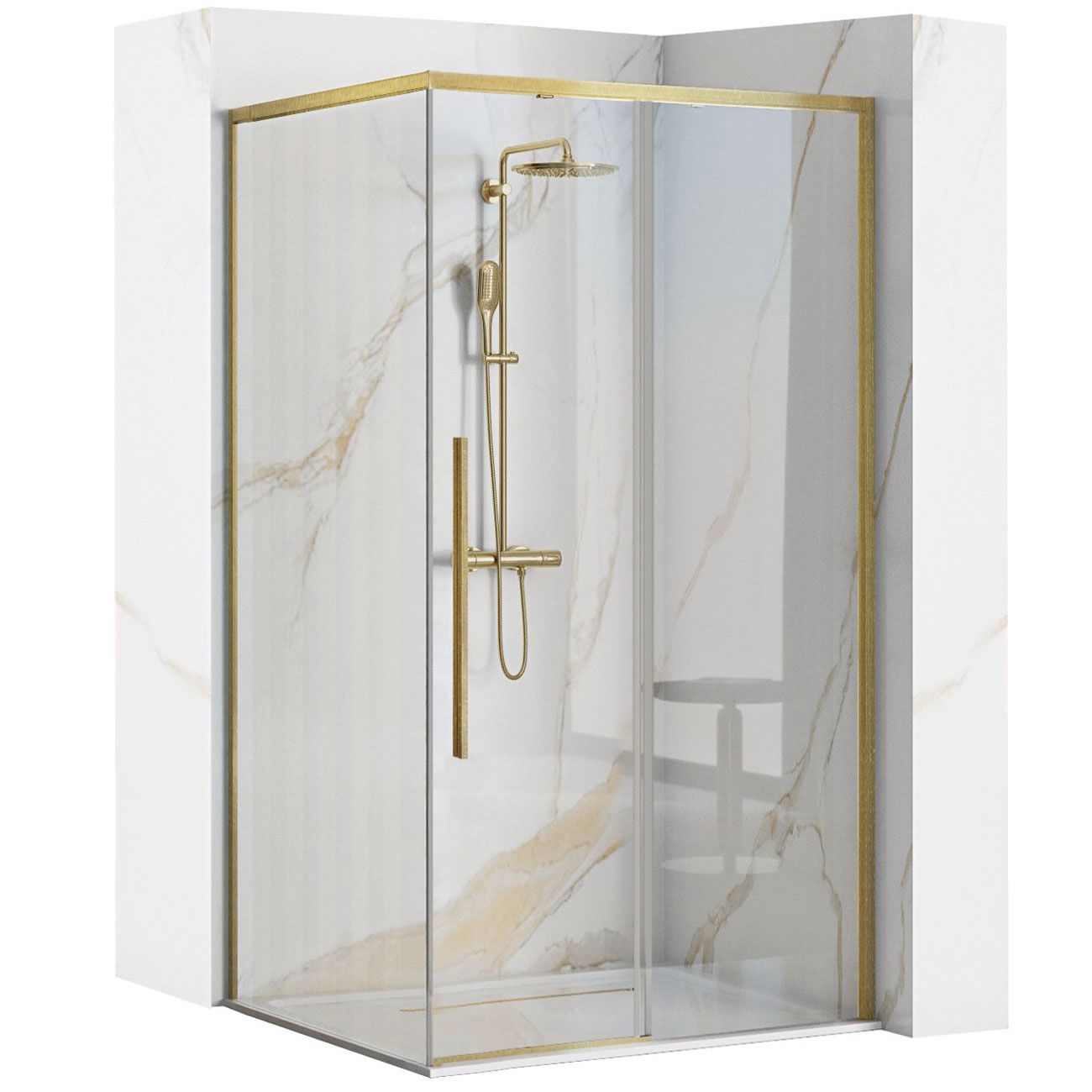 Cabina de ducha rea solar gold brush 90x90 sin plato de ducha