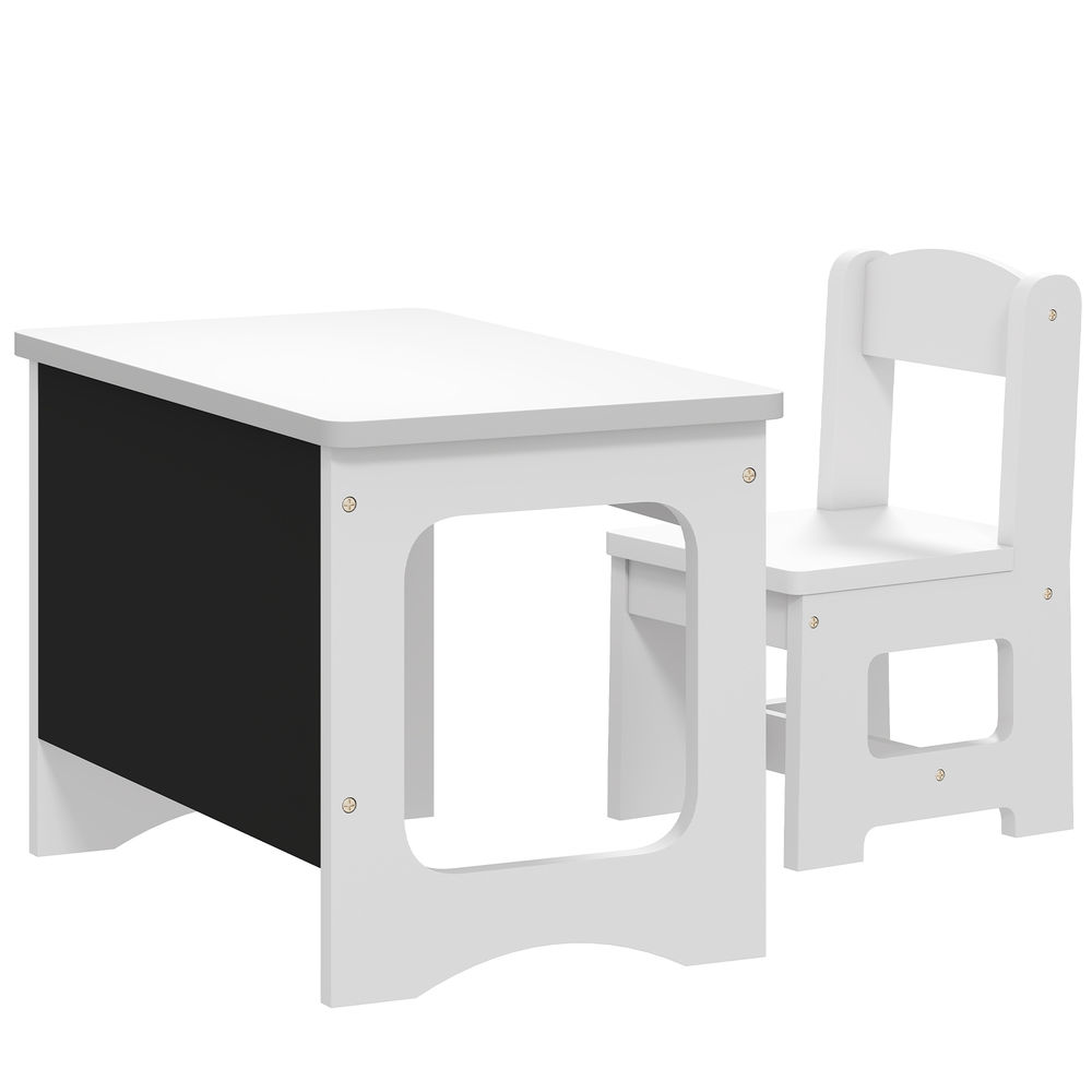 Mesa y silla infantil 67x39x44 cm mdf color blanco aiyaplay