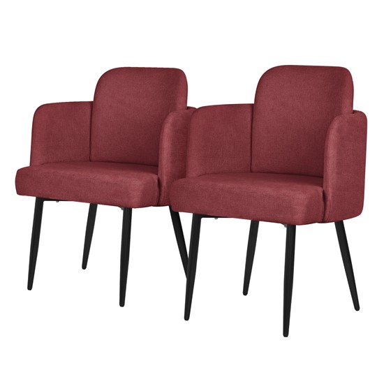 2x sillas de comedor funda de tela roja con respaldo y reposabrazos