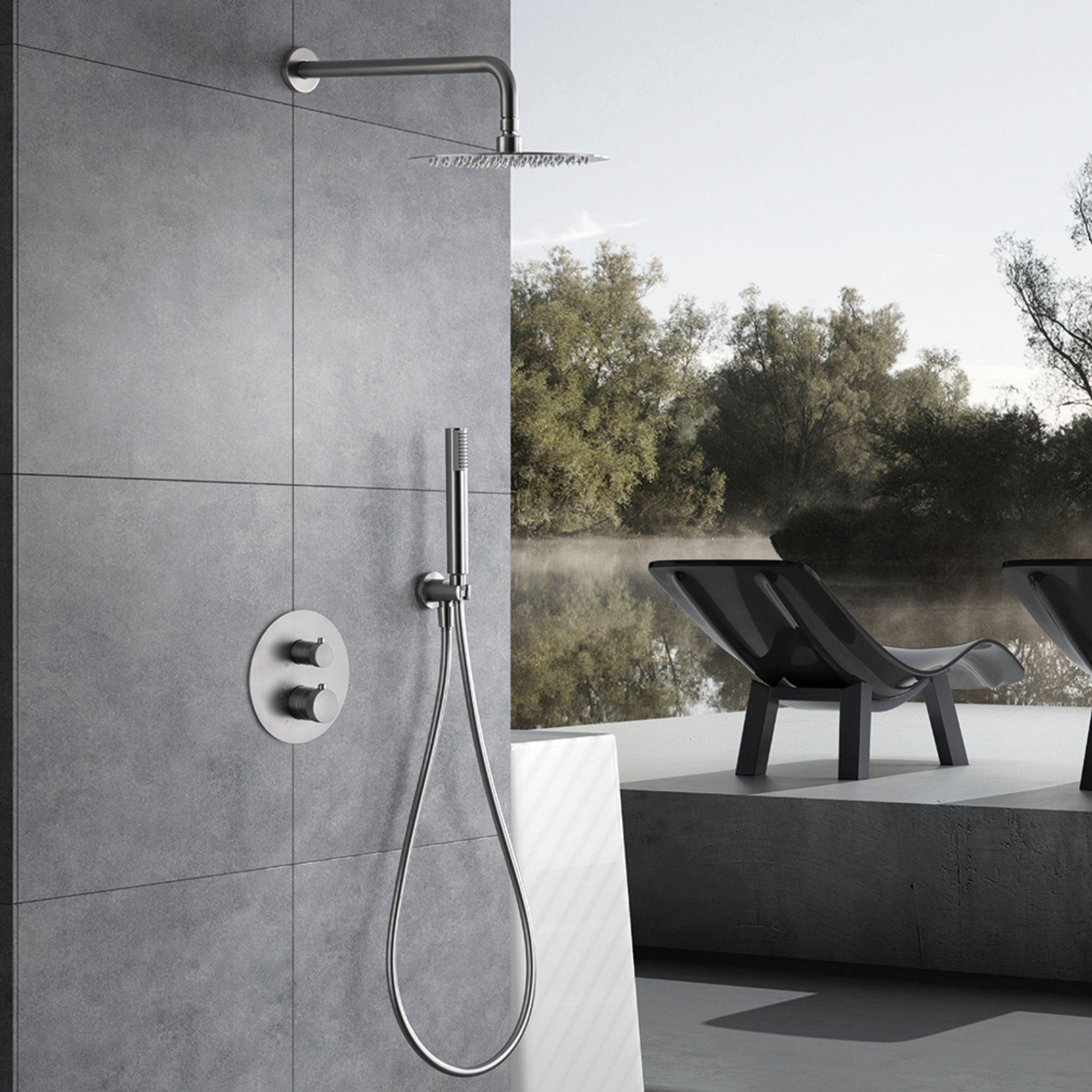 Imex - columna ducha empotrada termostática níquel serie line