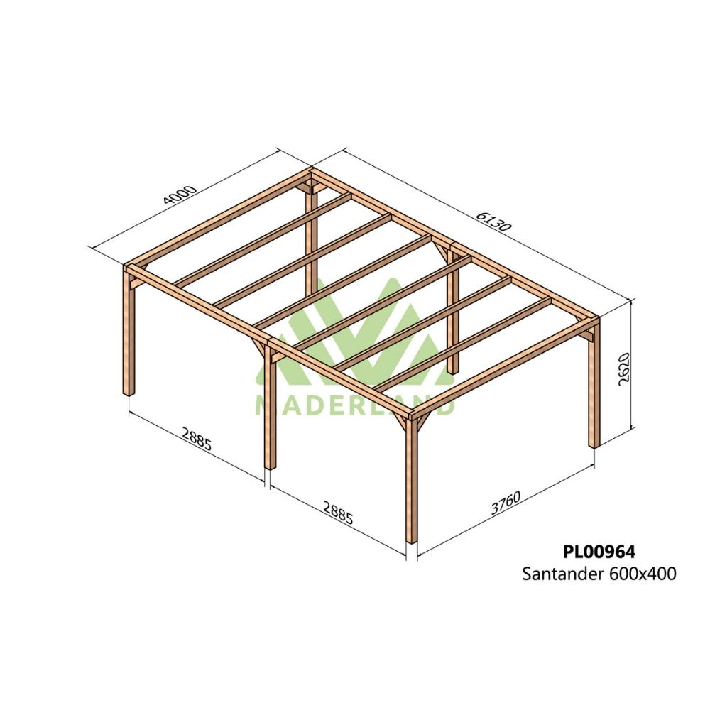 Pérgola de madera laminada - santander 600x400cm (maderland)