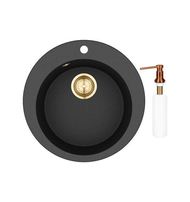 Fregadero de granito - gurari - srr100 - negro metálico - 1 cubo - integrad