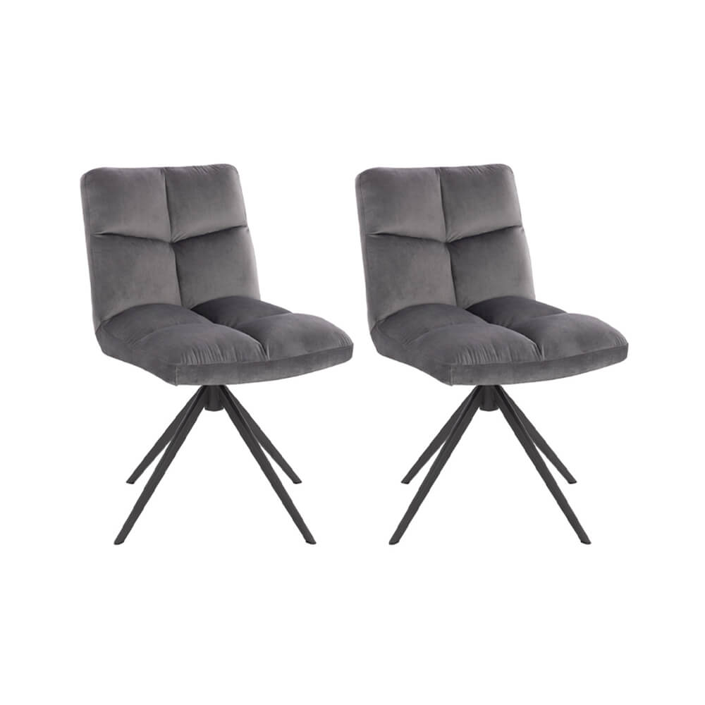 Silla de comedor giratoria de terciopelo noda - lote de 2 gris claro