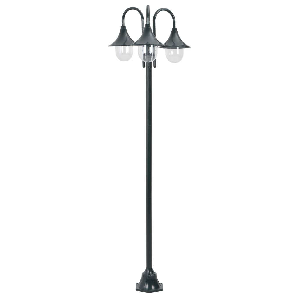 vidaXL farola de jardín con 3 luces aluminio verde oscuro E27 220 cm