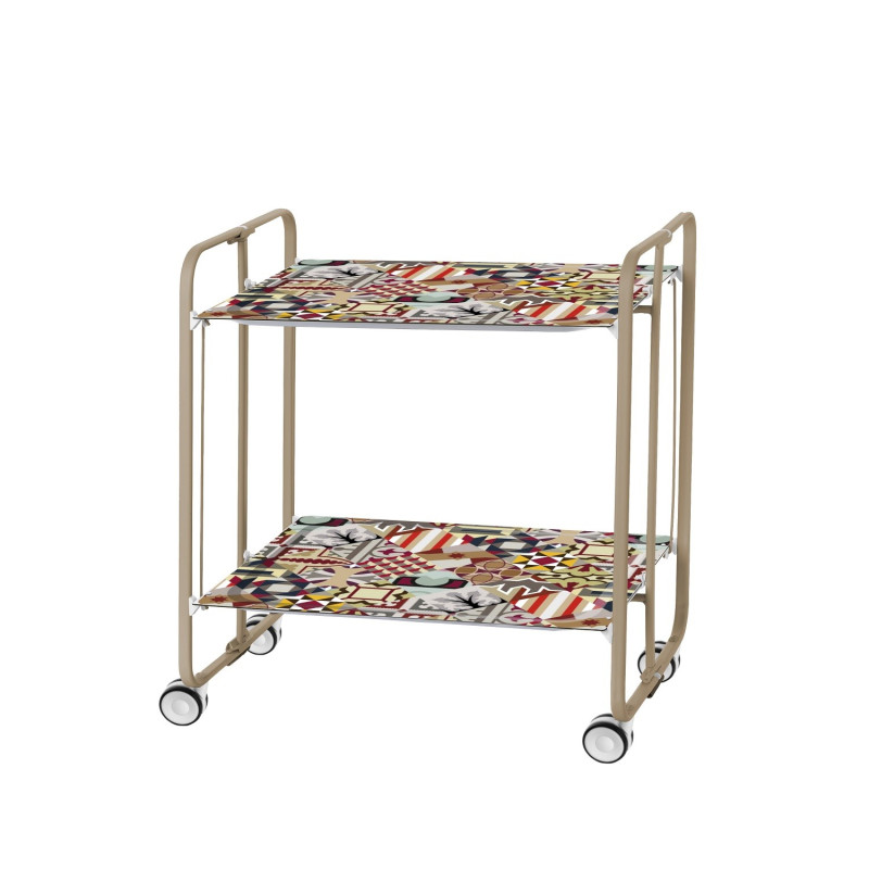 Carrito auxiliar con ruedas bauhaus armazón metálico color arena,2 bandejas