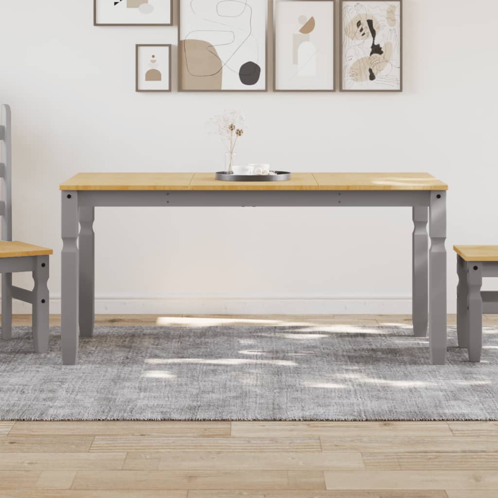Mesa de comedor corona madera maciza de pino gris 160x80x75 cm oif243301