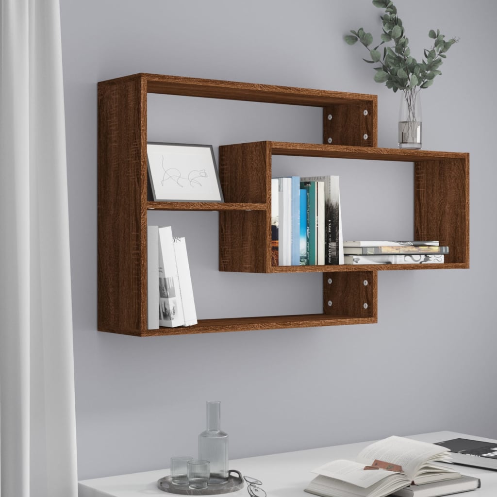 Estantería pared madera ingeniería roble marrón 104x20x58,5 cm
