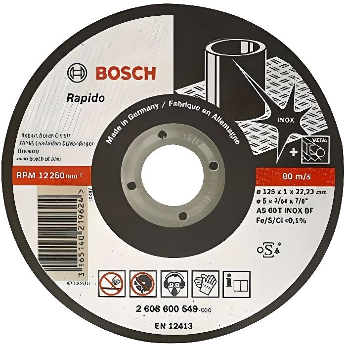 Bosch disco de corte para metal con cubo plano - 1.0x125mm - acero inoxidab