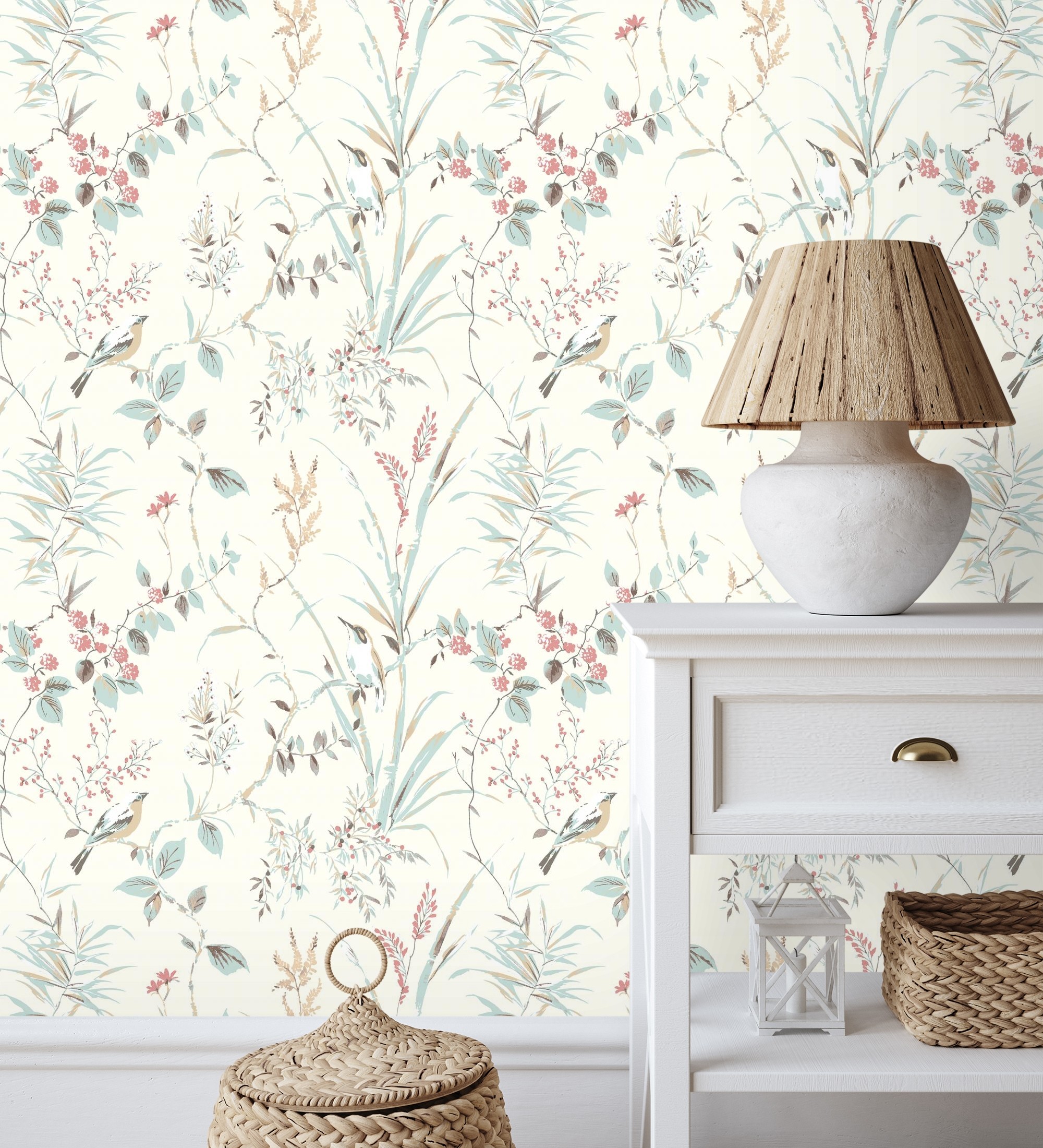 Papel pintado gaulan de ramas flores y pájaros estilo 5.23m²