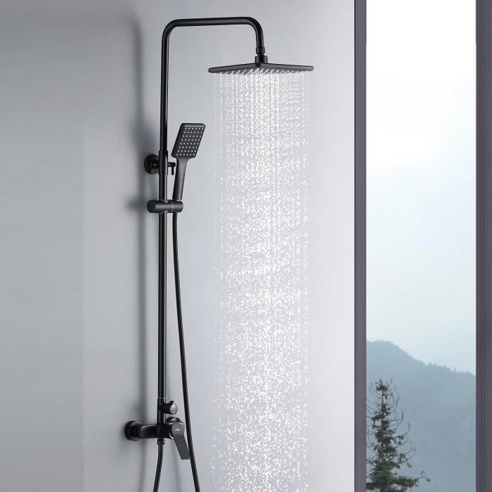 Columna de ducha mecánica auralum - negro - altura regulable 90-120 cm - 2