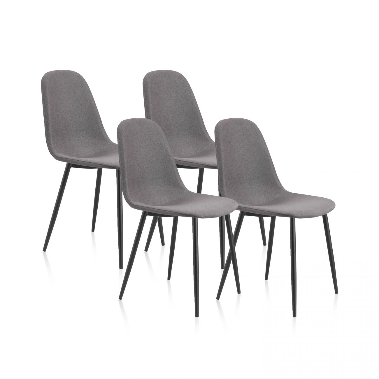Pack 4 sillas de comedor 54,5x44,5 cm hall gris