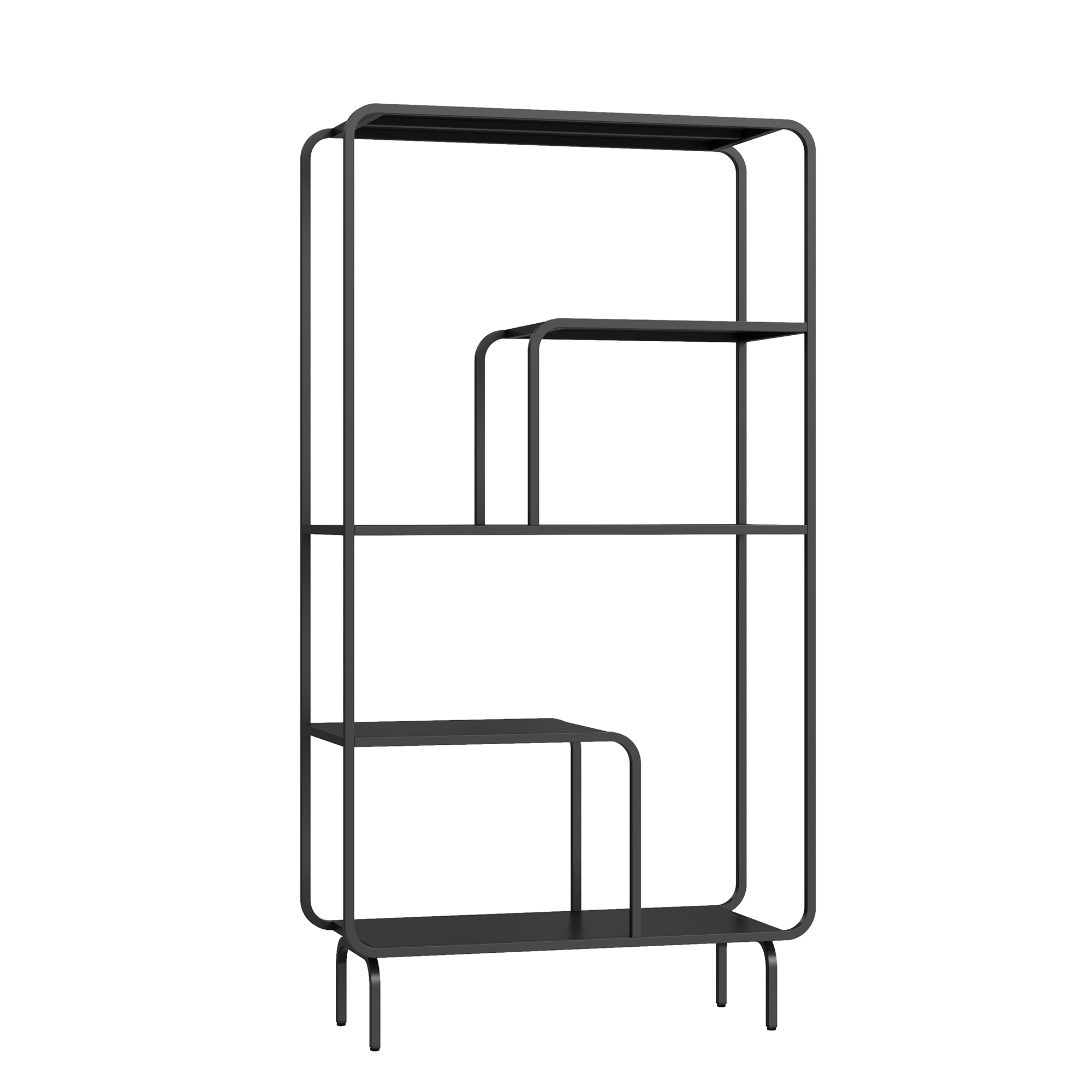 Estantería de pie færder con 4 estantes 145x76x33 cm - negro [en.casa]