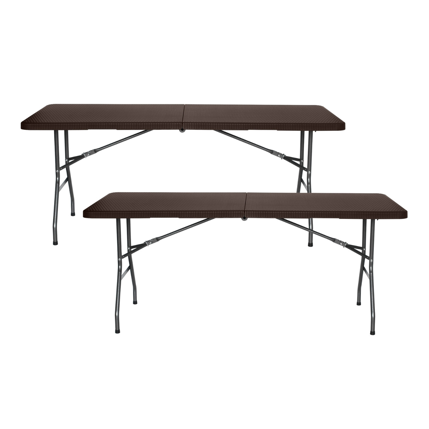 Pack 2 mesas plegables rectangulares efecto ratán 180x74cm Thinia Home