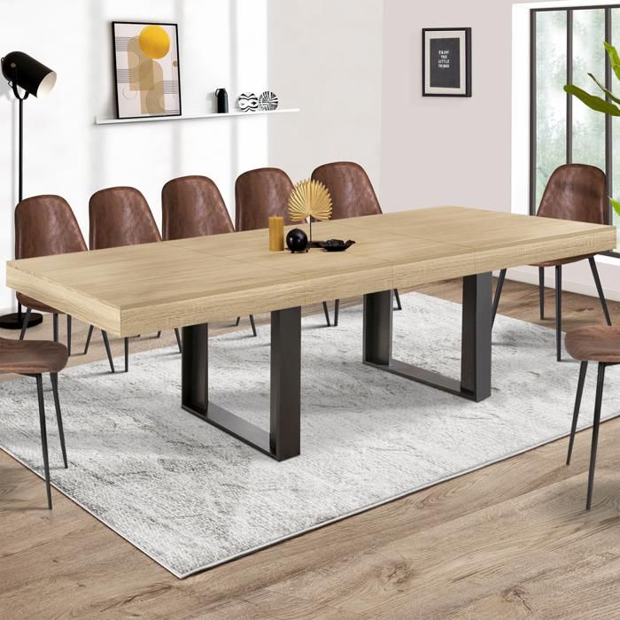 Mesa comedor industrial phoenix negra - 200-300 cm