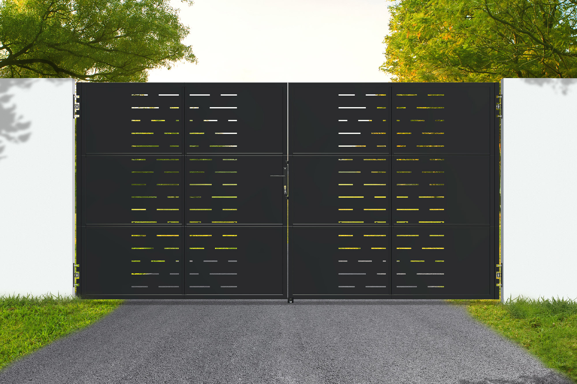 Puerta de acero negro de 3,5 m, nali arlberg, altura 180 cm.