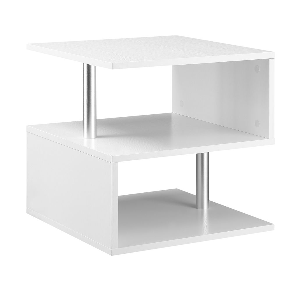Mesa de centro café 50x50x50 cm aglomerado de madera y metal color blanco