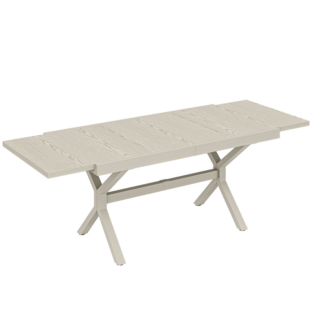 Mesa jardín extensible 214x85x73 cm aluminio, acero color gris Outsunny