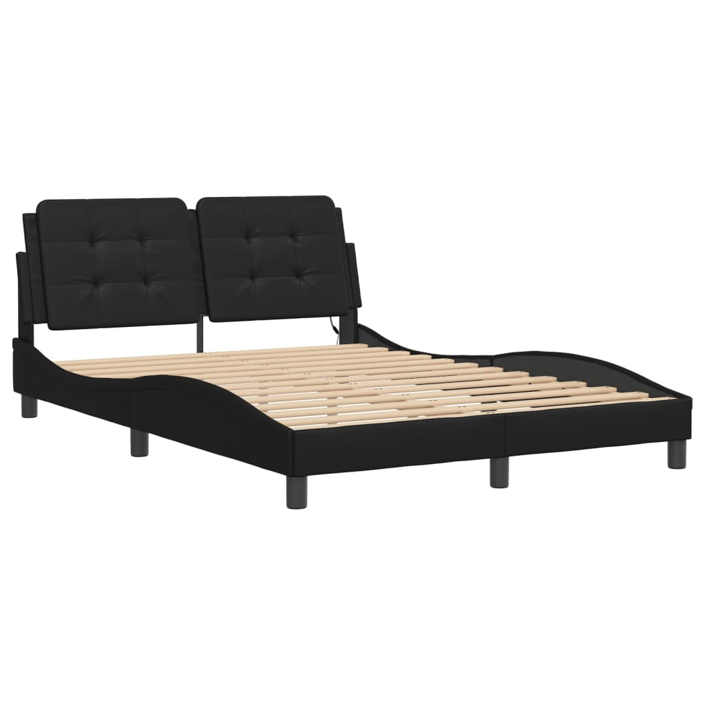 vidaXL estructura de cama con LED sin colchón zadar negro 140x190 cm