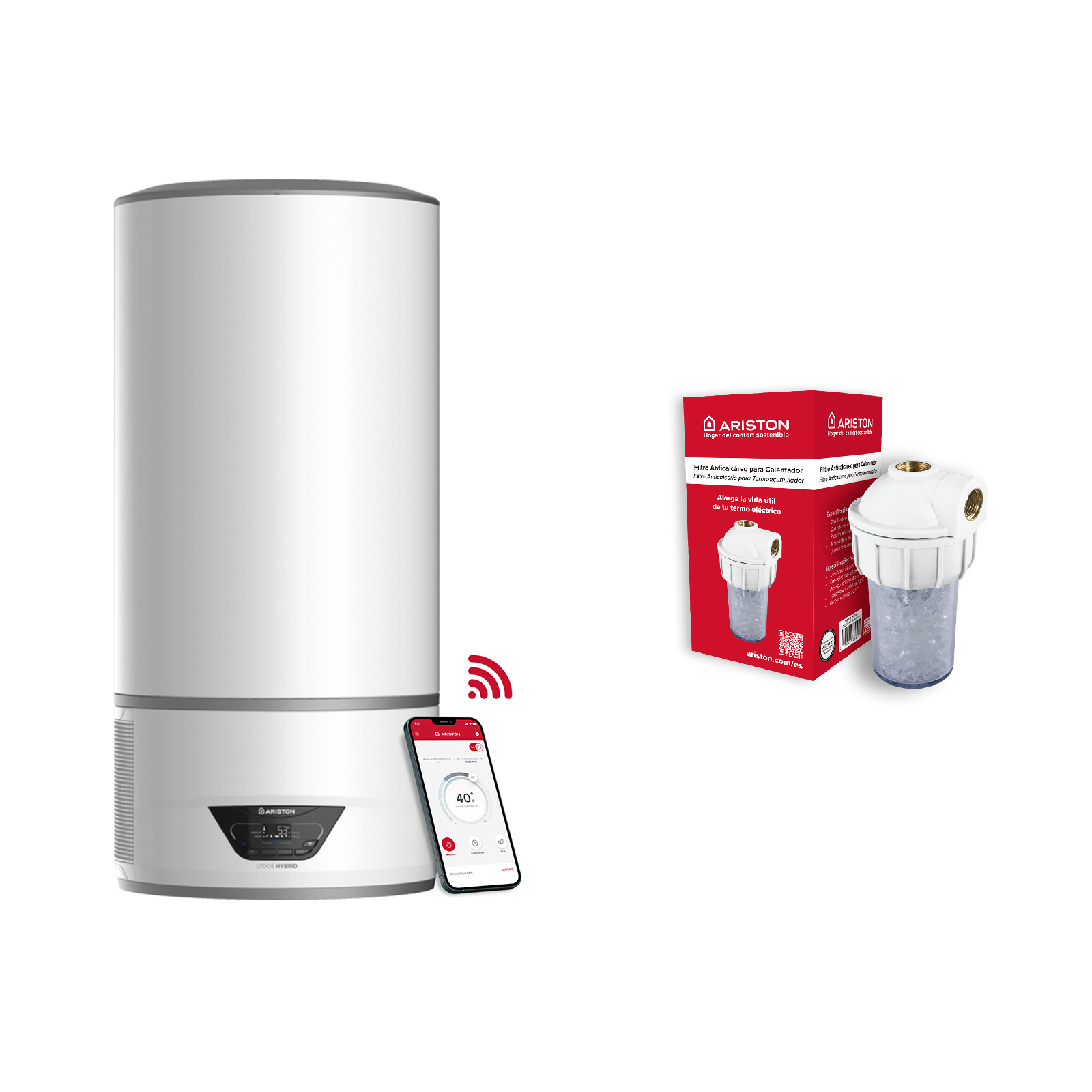 Aerotermia, Ariston, lydos hybrid Wi-Fi, 130 litros + filtro antical