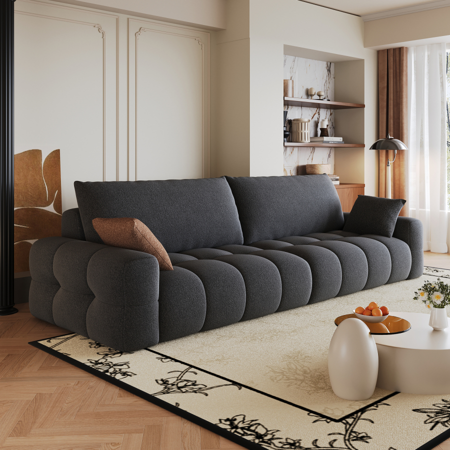 Sofá modular gris oscuro 260cm sin montaje para salón y dormitorio