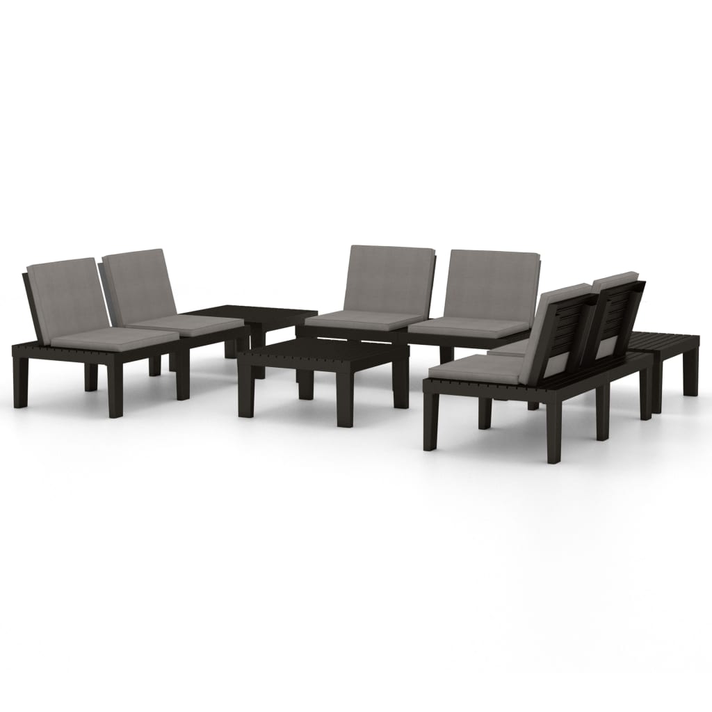vidaXL set de muebles de jardín 6 piezas con cojines plástico gris
