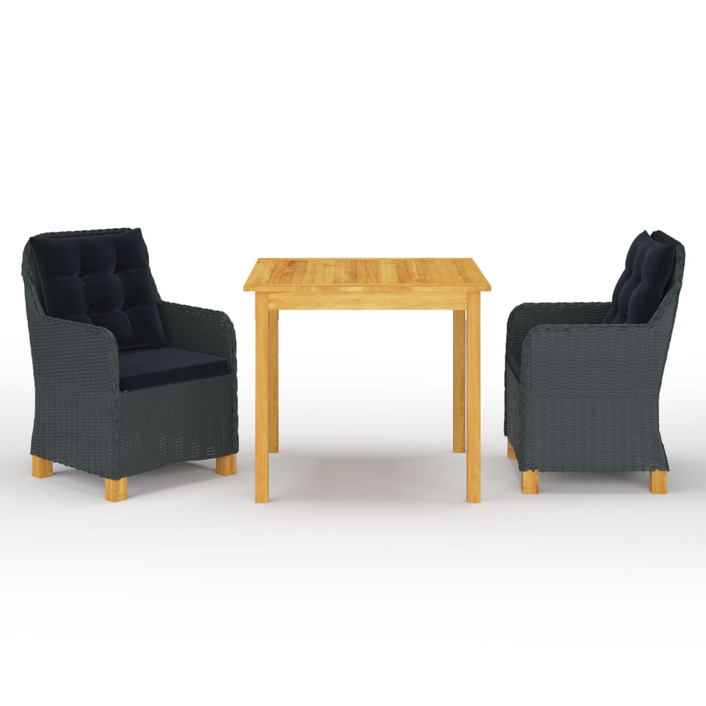 vidaXL juego de comedor para jardín 3 piezas gris oscuro