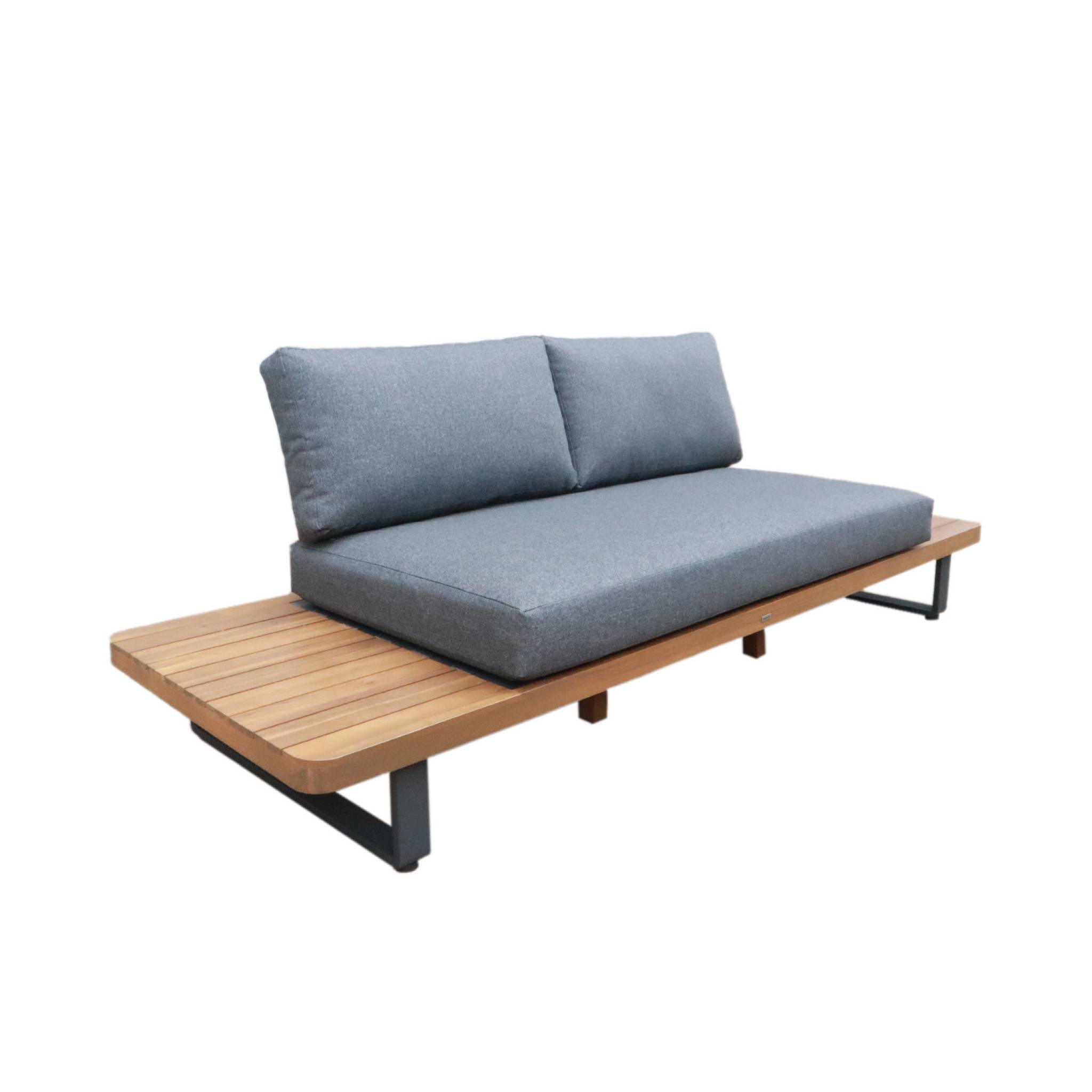 Banco de jardín de madera de acacia y aluminio para 2 plazas gris