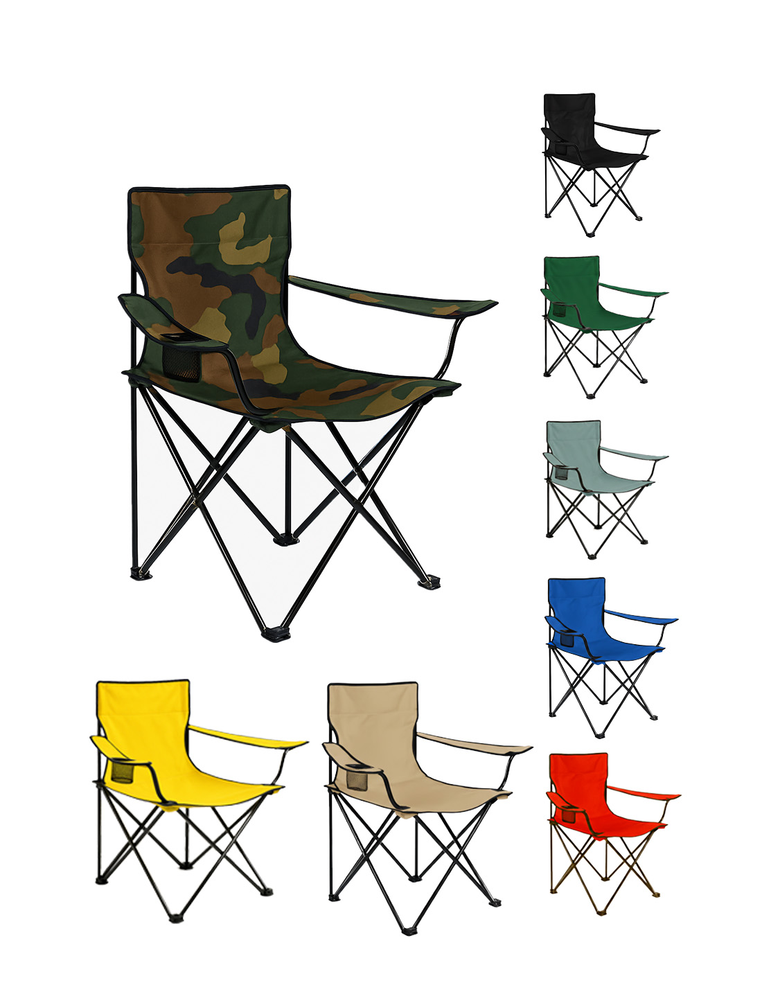 Militar - silla de camping plegable con portavasos | metal y lona | 80x80x