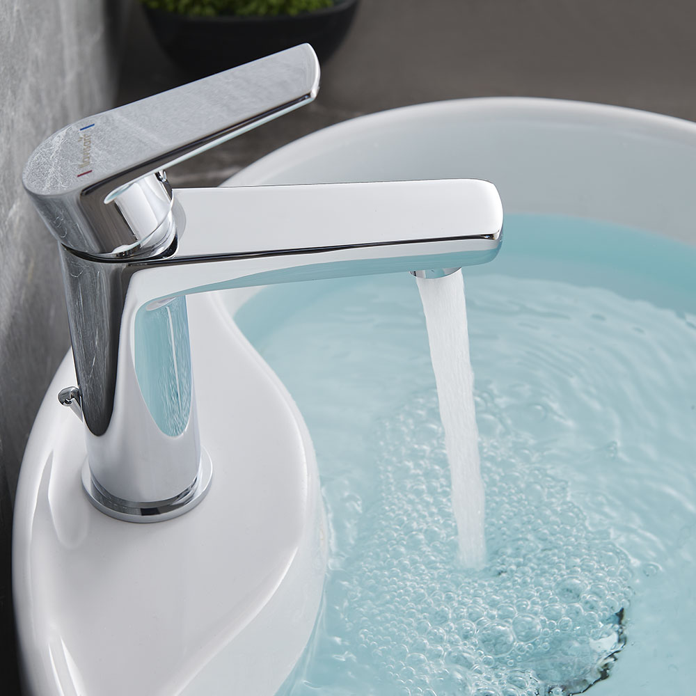 Kibath grifo lavabo monomando astro apertura en frio cromo brillo de latón