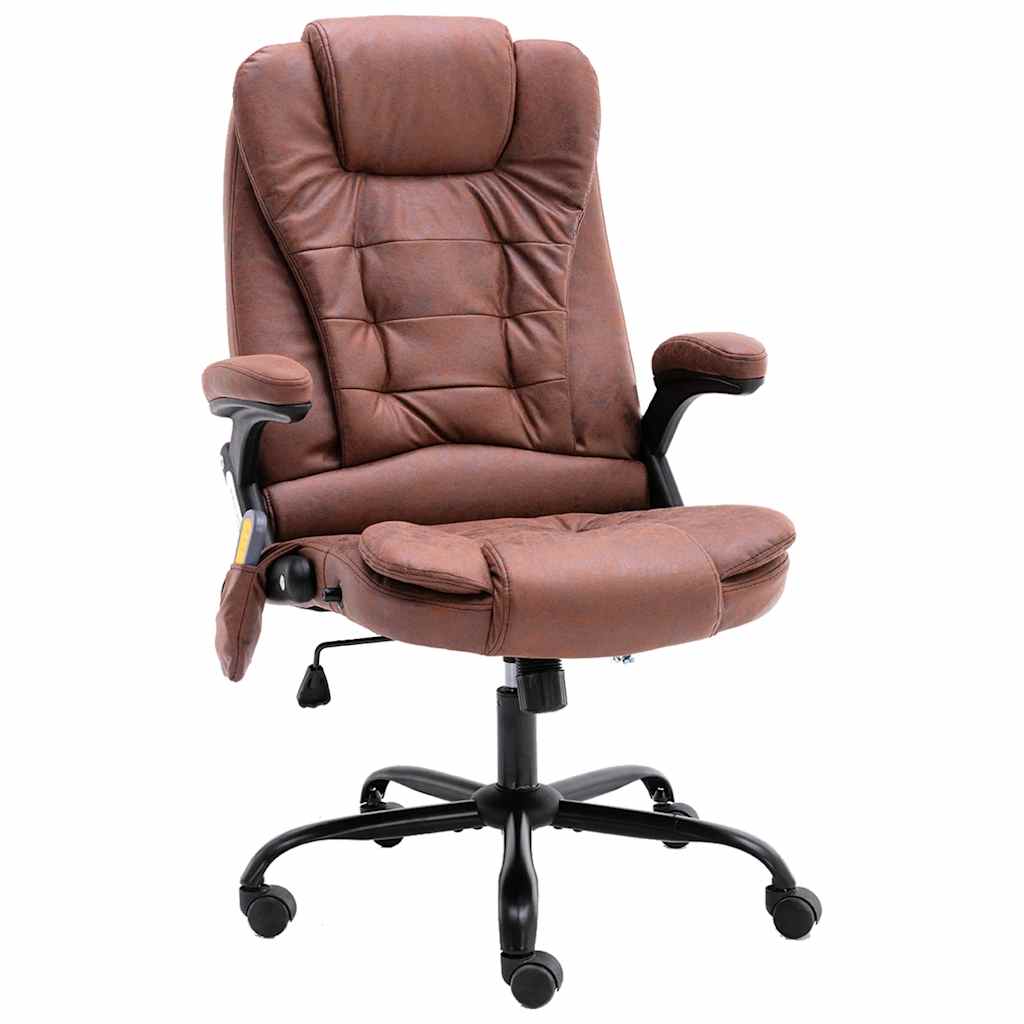 Silla de oficina de masaje piel de ante sintética marrón claro oif369821