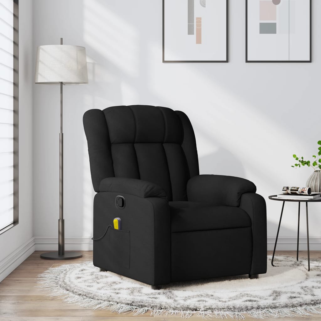 Sillón reclinable de masaje de tela negro es1902