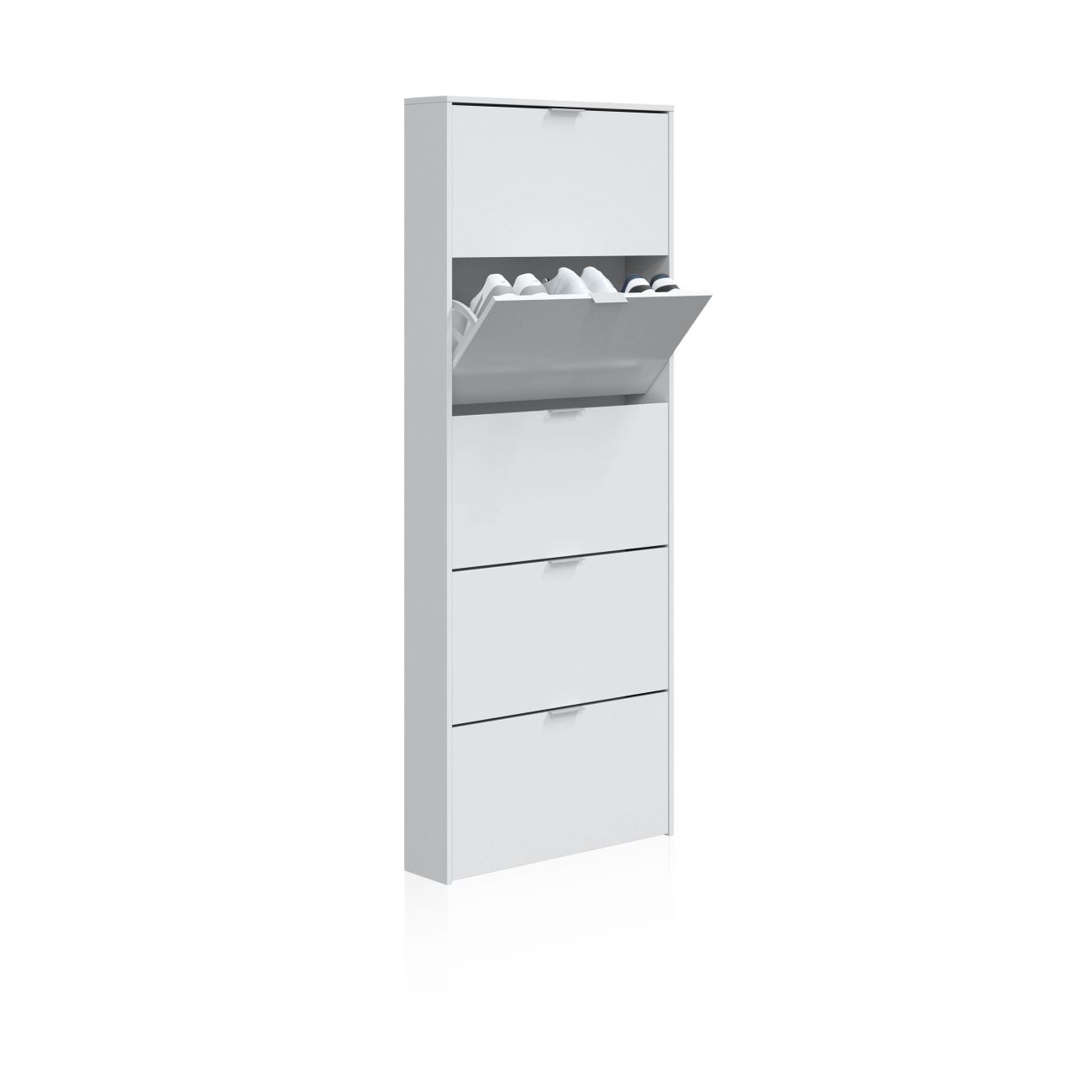 Zapatero de 5 puertas abatibles 70x180 cm nia blanco brillo