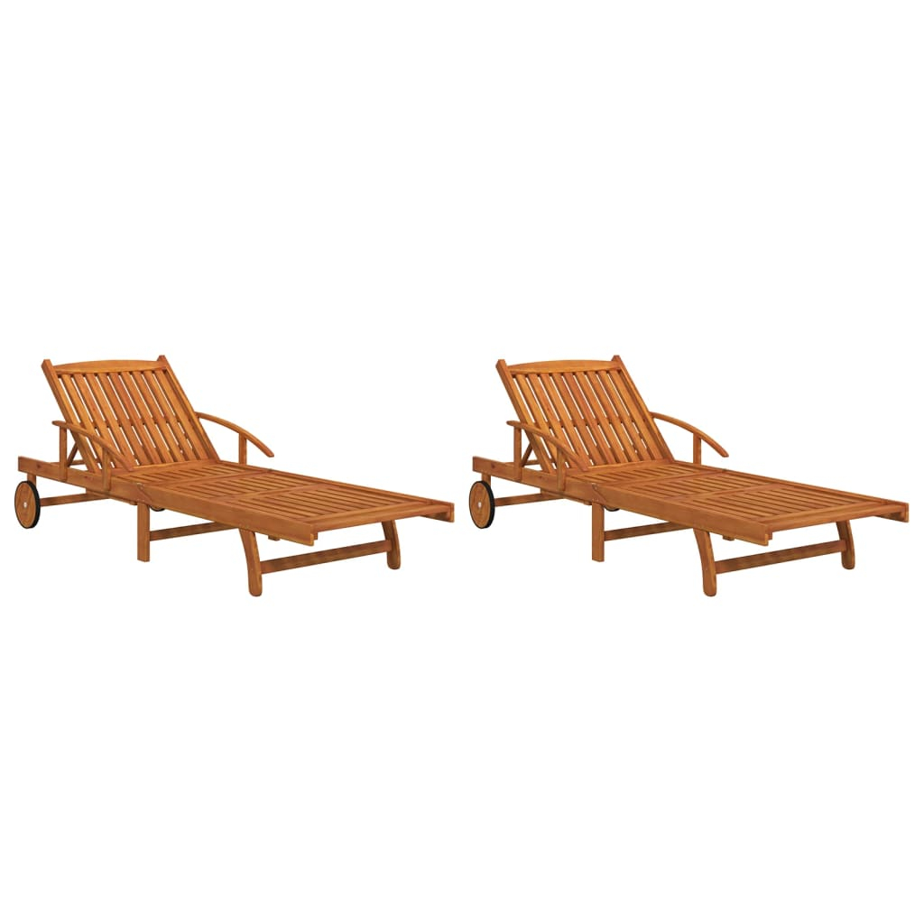 vidaXL tumbonas de madera maciza de acacia 2 unidades