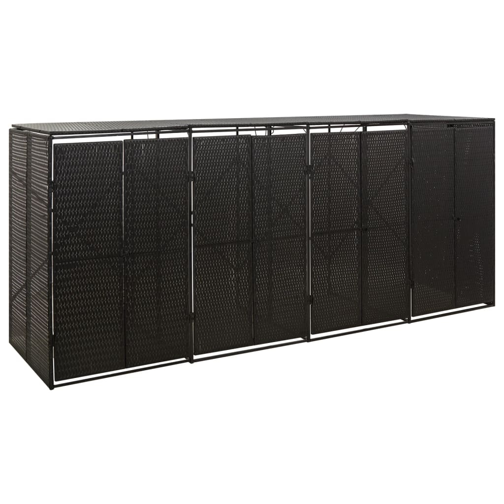 vidaXL cobertizo para 4 contenedores de basura ratán pe 274x80x117 cm