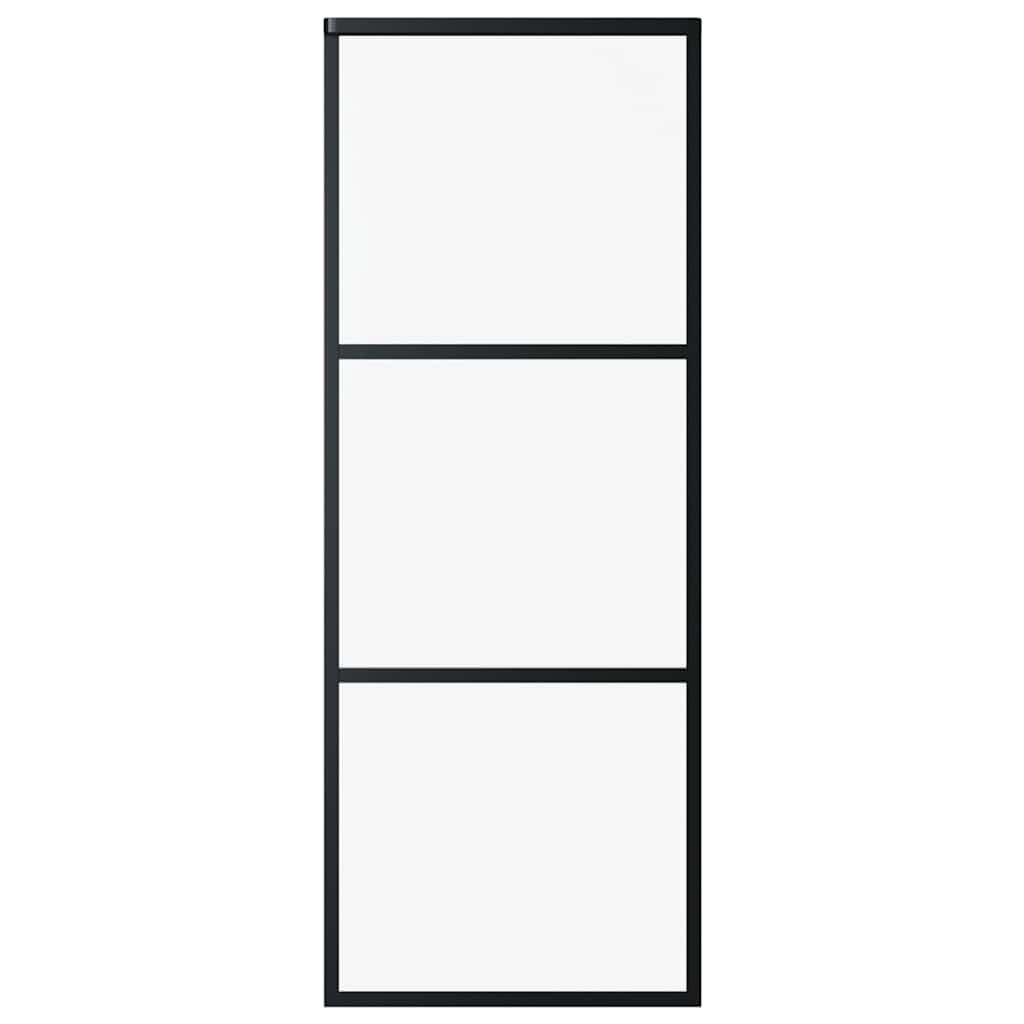 vidaXL puerta corredera de 3 paneles esg vidrio y aluminio negra 76x205 cm