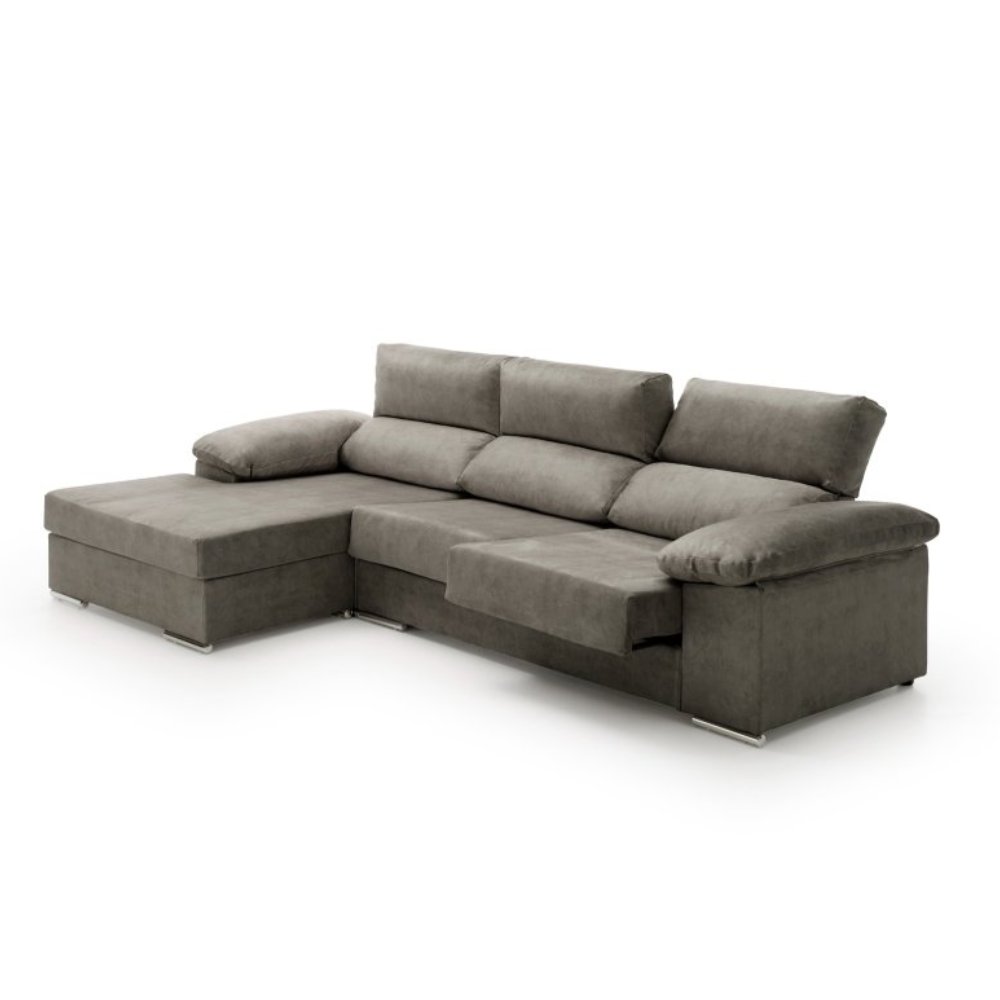 Sofa chaise longue reclinable y deslizante melissa gris oscuro izquierda